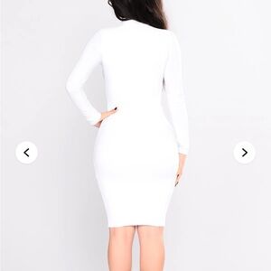 White Long-Sleeve Midi Dress